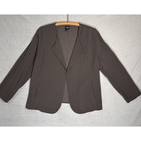 Eileen Fisher Open Front Cardigan Women’s Size M Swiss Dots Notch Collar Jacket - Picture 1 of 14